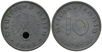 Германия 10 рейхспфеннигов 1941 A KM 101, J. 371 цинк  4656-122