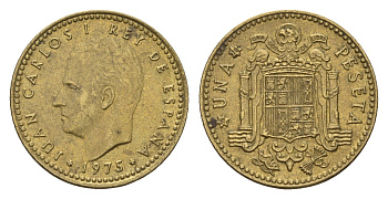 Испания 1 песета 1975 (78) Хуан Карлос I (1975-2014) KM 806 алюминиевая бронза 4708-426