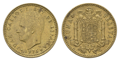 Испания 1 песета 1975 (78) Хуан Карлос I (1975-2014) KM 806 алюминиевая бронза 4708-426