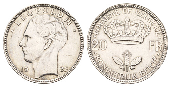 Бельгия 20 франков 1935 Леопольд III (1934-1950) KM 105 серебро 4675-814