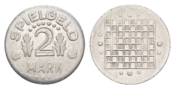 Германия игровой жетон в 2 марки ND разновидность - Глобус, вес 0,8 гр, диаметр 20 мм алюминий UNC 4636-964