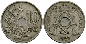 Бельгия 10 сантимов 1927 Belgique KM 85 медно-никель 4172-1015