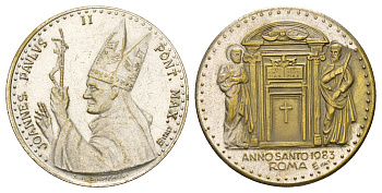 Ватикан медаль в честь объявление Папой Римским Павлом VI Юбилейного года (Anno Santo) 1975 Павел VI, диаметр 35 мм, вес 15,9 гр бронза плакированная серебро 4667-1211