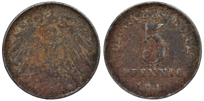 Германия 5 пфеннигов 1918 ? KM 19, J. 297, Weege 5 железо 4118-1215