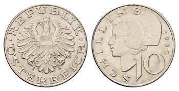Австрия 10 шиллингов 1989 KM 2918 медно-никель 3856-143