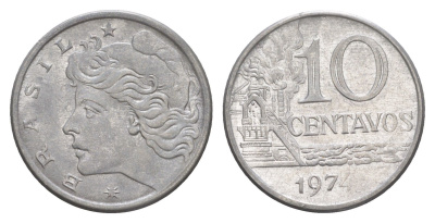 Бразилия 10 сентаво 1974 KM 578.1a нержавеющая сталь UNC 4644-435