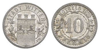 Виттен 10 пфеннигов 1920 Funck 604.8, Men05 27464.19, Men18 34499.19 алюминий 4643-1046