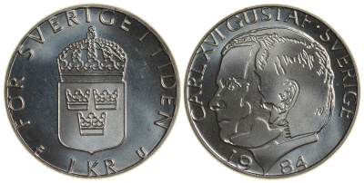 Швеция 1 крона 1984 Карл XVI Густав (1973- ) KM 852a медно-никель UNC 4179-1224