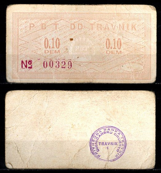 Босния и Герцеговина, Травник (TRAVNIK) 0,10 DEM ND бумага 8601-7-4-1