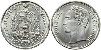 Венесуэла 1 боливар 1967 Симон Боливар KM 42 никель 51-637