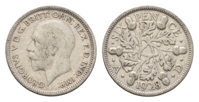 Великобритания 6 пенсов 1928 Георг V (1910-1936) KM 832, Spink 4040 серебро 4644-863
