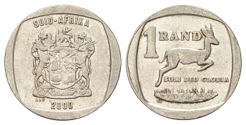 ЮАР 1 ранд 2000 KM 164 медь плакированная никелем 4627-352