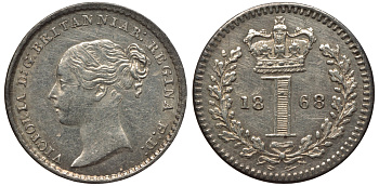 Великобритания 1 пенни 1868 Виктория (1837-1901) KM 727, Spink 3920 серебро PROOFLIKE 1523-1343