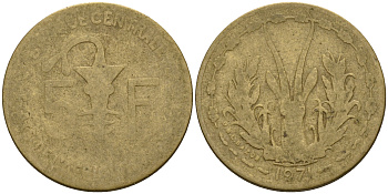 Западно-Африканские штаты 5 франков 1971  KM 2а алюминий никель бронза    4594-1057