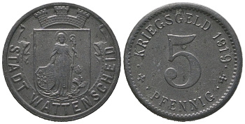 Ваттеншайд (Пруссия, Вестфалия) 5 пфеннигов 1919 Funck 579.3, Men05 26150.3, Men18 32900.3 железо 4380-1045