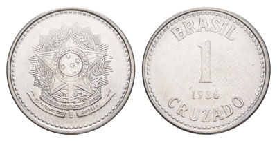 Бразилия 1 крузадо 1986 KM 605 нержавеющая сталь UNC 4642-1236