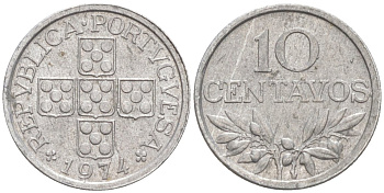 Португалия 10 сентаво 1974 KM 594 алюминий 187-516