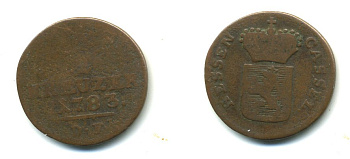 Гессен-Кассель 1/2 крейцера 1783 Обер-Гессен KM 523 медь 54-953
