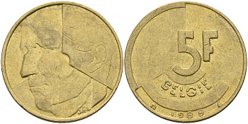 Бельгия 5 франков 1988 Belgie KM 164 латунь алюминиевая бронза    4592-1233