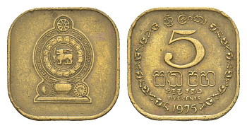 Шри-Ланка 5 центов 1975 KM 139 никель латунь 4649-251