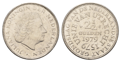 Нидерланды 2 1/2 гульдена 1979 400 лет Утрехтскому союзу, Юлиана (1949-1980) KM 197 никель 4683-815