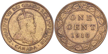 Канада 1 цент 1910 Эдуард VII (1901-1910) KM 8 бронза 4448-851