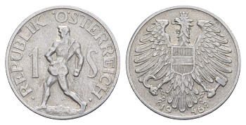 Австрия 1 шиллинг 1946 KM 2871 алюминий 4633-933