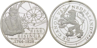 НИДЕРЛАНДЫ МЕДАЛЬ СЕРИИ ИСТОРИЯ НИДЕРЛАНДОВ, ЭЙСЕ ЭЙСИНГА (1744-1828) АСТРОНОМ ПОСТРОИВШИЙ САМЫЙ СТАРЫЙ СЕЙЧАС ПЛАНЕТАРИЙ, ДИАМЕТР 30 ММ., ВЕС 9,43 ГР. медно-никель 1076-6-34