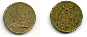 ЮАР 50 ЦЕНТОВ 1995 бронза 4-916