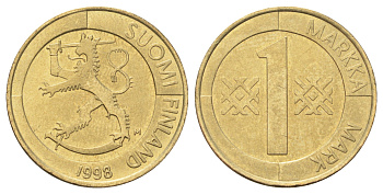 Финляндия 1 марка 1998 KM 76 алюминиевая бронза 4666-831