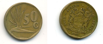 ЮАР 50 ЦЕНТОВ 1995 бронза 4-916