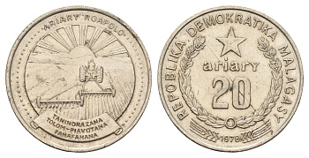 Мадагаскар 20 ариари 1978 год-тип KM 14 никель 4672-144