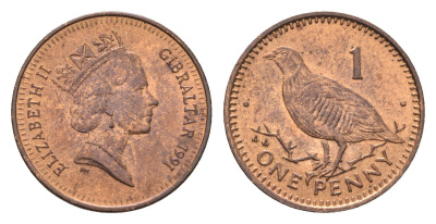 Гибралтар 1 пенни 1991 KM 20 бронза UNC 4668-464