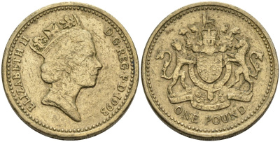 Великобритания 1 фунт 1993 Елизавета II (1952-2022) KM 964, Spink 4336 никель латунь 81-922