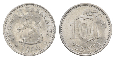 Финляндия 10 пенни 1984 KM 46a алюминий 4647-345