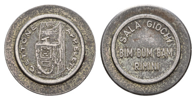 Италия, Римини жетон для равлечений Sale Giochi диаметр 24 мм, вес 4,8 гр нержавеющая сталь 4670-843