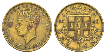 Ямайка 1 пенни 1940 KM 32 никель латунь 4628-431