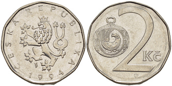 Чехия 2 кроны 1994 KM 9 сталь плакированная никелем 4391-1116