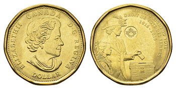 Канада 1 доллар 2016 100 лет женскому избирательному праву KM 2102 никель плакированный бронзой UNC 108-637