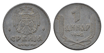 Сербия 1 динар 1942 год-тип KM 31 цинк 4694-1125