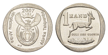 ЮАР 1 ранд 2007 KM 344 медь плакированная никелем 4627-458