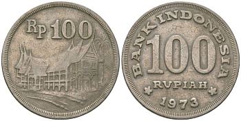 Индонезия 100 рупий 1973 KM 36 медно-никель 4605-111