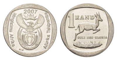 ЮАР 1 ранд 2007 KM 344 медь плакированная никелем 4627-458