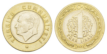 Турция 1 лира 2023 Кемаль Ататюрк KM 1244 биметалл UNC 4650-513