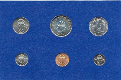 Швеция набор монетного двора из 6 монет 1978 в картоне, Карл XVI Густав (1973- ) KM MS8 UNC 7-5-7-227