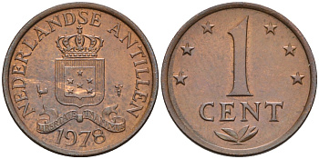 Нидерландские Антилы 1 цент 1978 Юлиана (1948-1980) KM 8 бронза UNC 4178-315