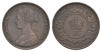 Канада, Новая Шотландия 1 цент 1861 Виктория (1837-1901) KM 8 бронза 1518-1323
