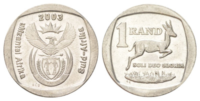 ЮАР 1 ранд 2003 KM 332 медь плакированная никелем 4627-364