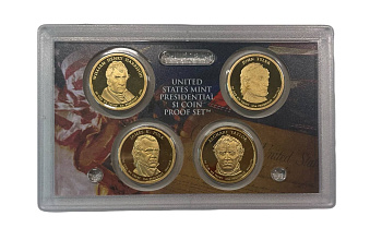 США набор из 4 монет (1 доллар) 2009 серия президенты США, в оригинальной упаковке KM 450, 451, 452 и 453 PROOF 1-5-3-26