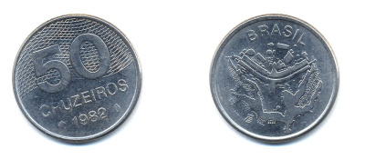БРАЗИЛИЯ 50 КРУЙЗЕЙРО 1982 KM 594.1 сталь aUNC 51-4822